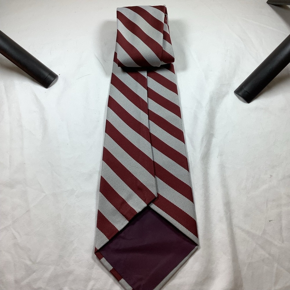 Men's Silk Tie Red Gray Striped‎ Classic